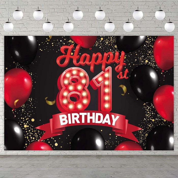 Happy 81st Birthday Red and Black Banner Backdrop Decorations Balloons ... How to train your dragon twins