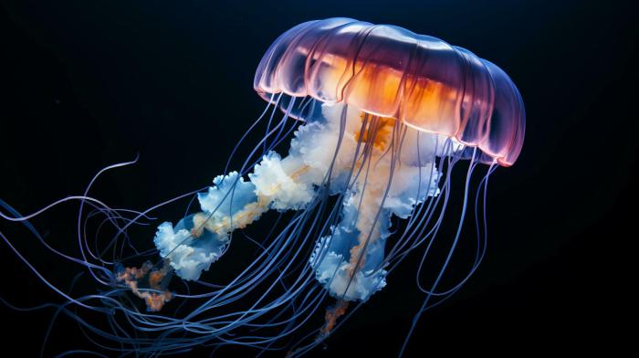 Purple Striped Jellyfish Stock Photos, Images and Backgrounds for Free ... Purple Striped Jellyfish Stock Photos, Images and Backgrounds for Free ...